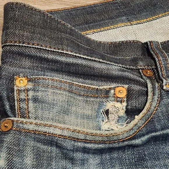 Circle of Friends Jeans Mens 28x27 Blue Selvedge Candiani Italy‎ Distressed - Picture 6 of 16